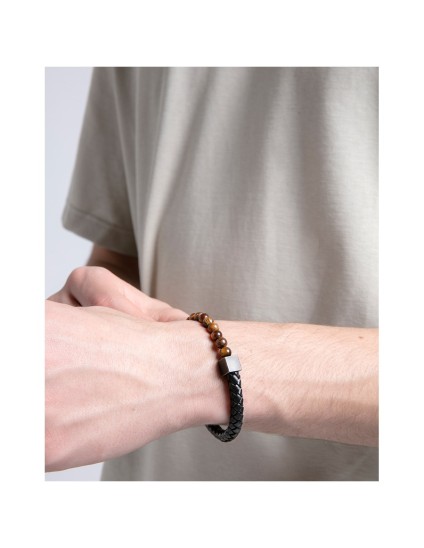 Pulsera Viceroy 14134P01019 Hombre Acero y Piel Negra