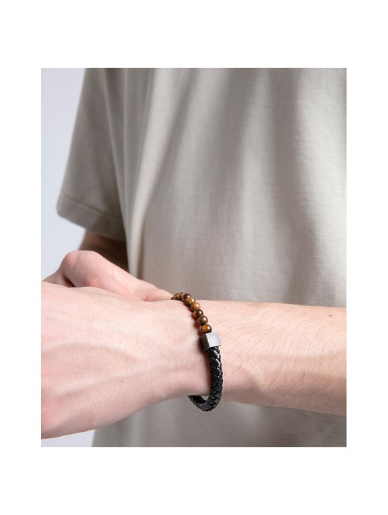 Pulseira Viceroy 14134P01019 Homem Aço e Pele Preta