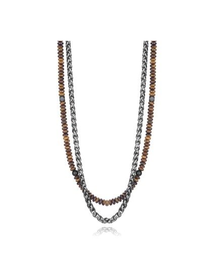 Viceroy Men's Necklace 14141C01011 Gun IP Steel with Natural Stone