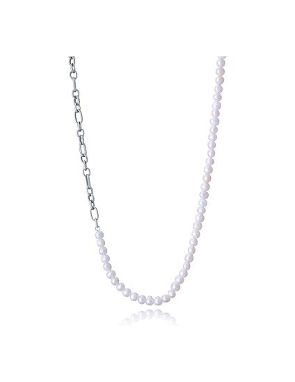 Colar Sr Fashion 14226C01000 Homem Aço Polido e Pérolas Naturais
