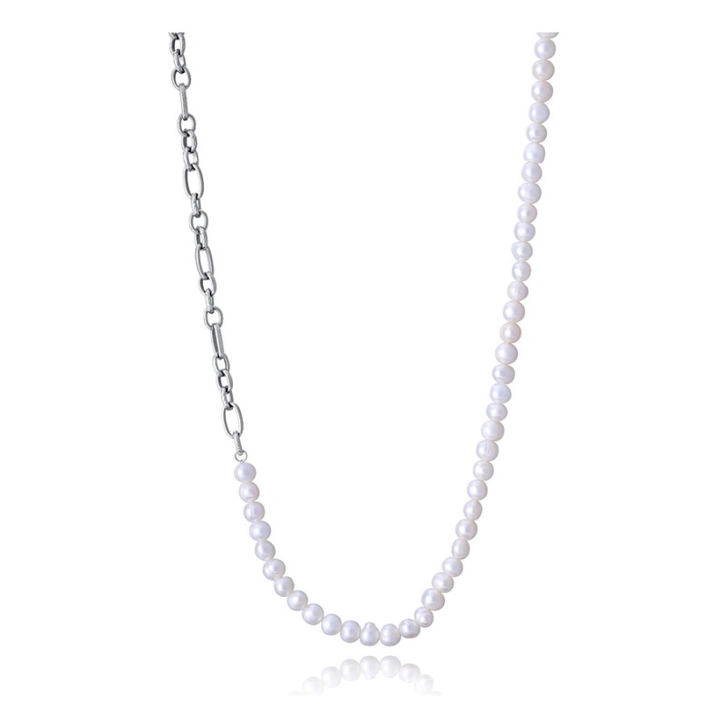 Collar Sr Fashion 14226C01000 Hombre Acero Pulido y Perlas Naturales