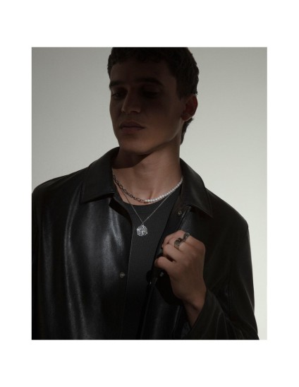 Colar Sr Fashion 14226C01000 Homem Aço Polido e Pérolas Naturais