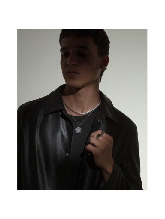 Colar Sr Fashion 14226C01000 Homem Aço Polido e Pérolas Naturais