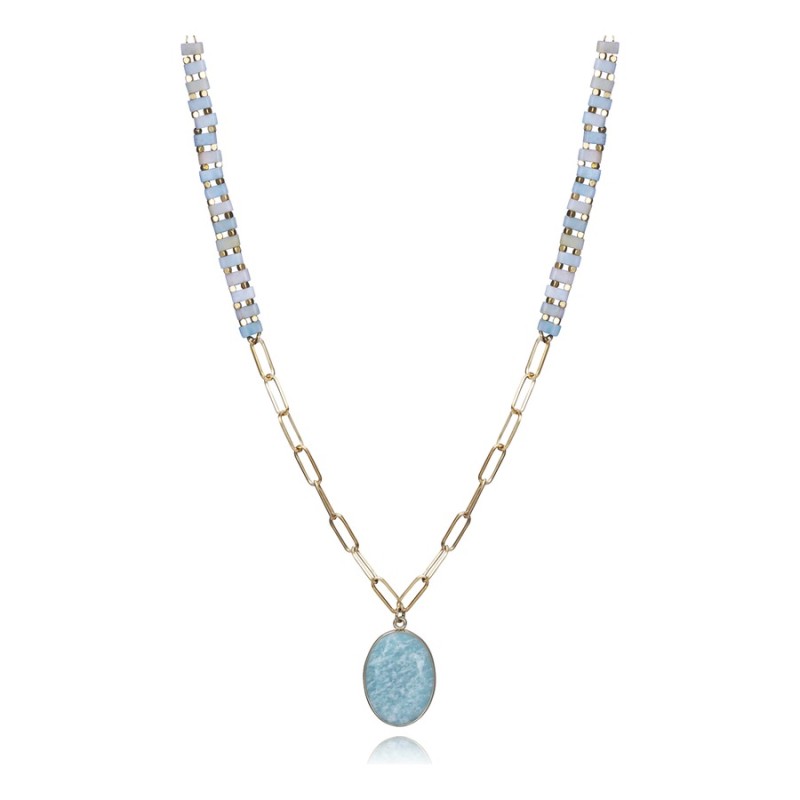 Collar Sra Fashion 14278C01014 Acero IP dorado y piedras naturales