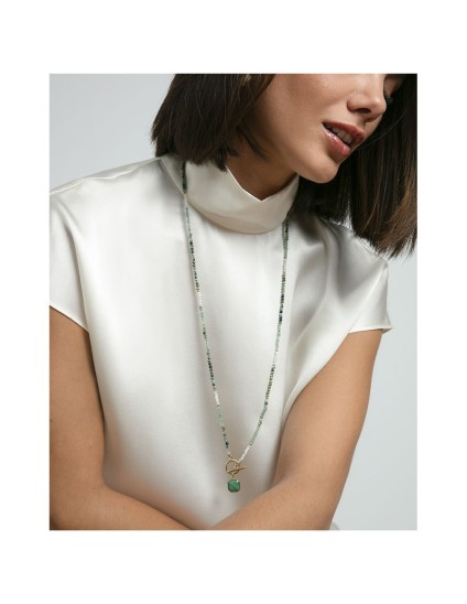 Viceroy 14279C01016 Women's Gold IP Steel Necklace with Natural Sto