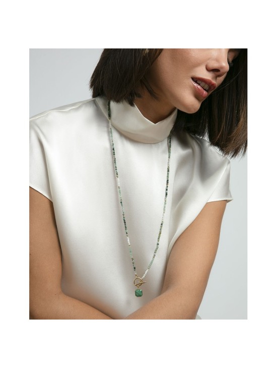 Viceroy 14279C01016 Women's Gold IP Steel Necklace with Natural Sto