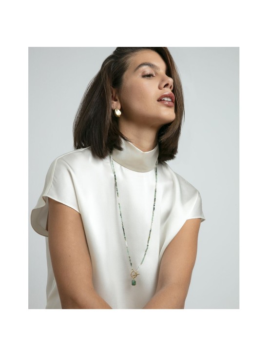 Viceroy 14279C01016 Women's Gold IP Steel Necklace with Natural Sto
