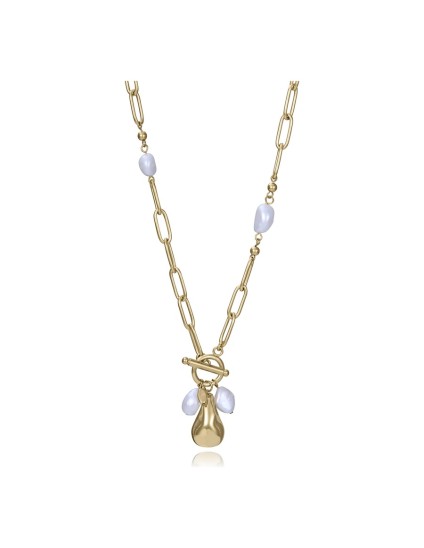 Colar Senhora Fashion 14284C01012 Aço IP Dourado com Pérolas