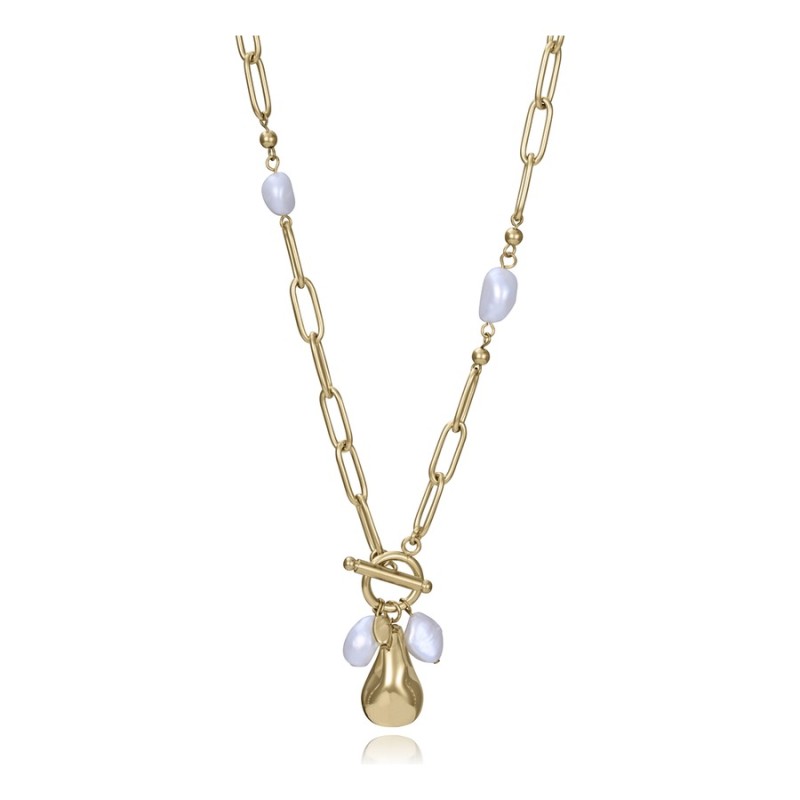 Collar Sra Fashion 14284C01012 Mujer Acero IP dorado con Perlas