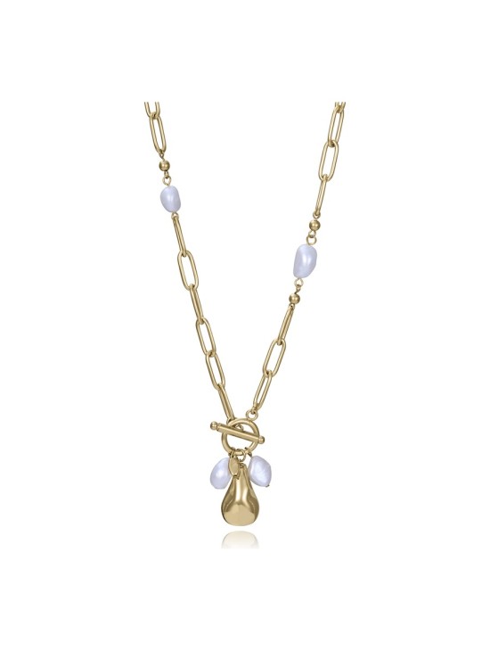 Collar Sra Fashion 14284C01012 Mujer Acero IP dorado con Perlas