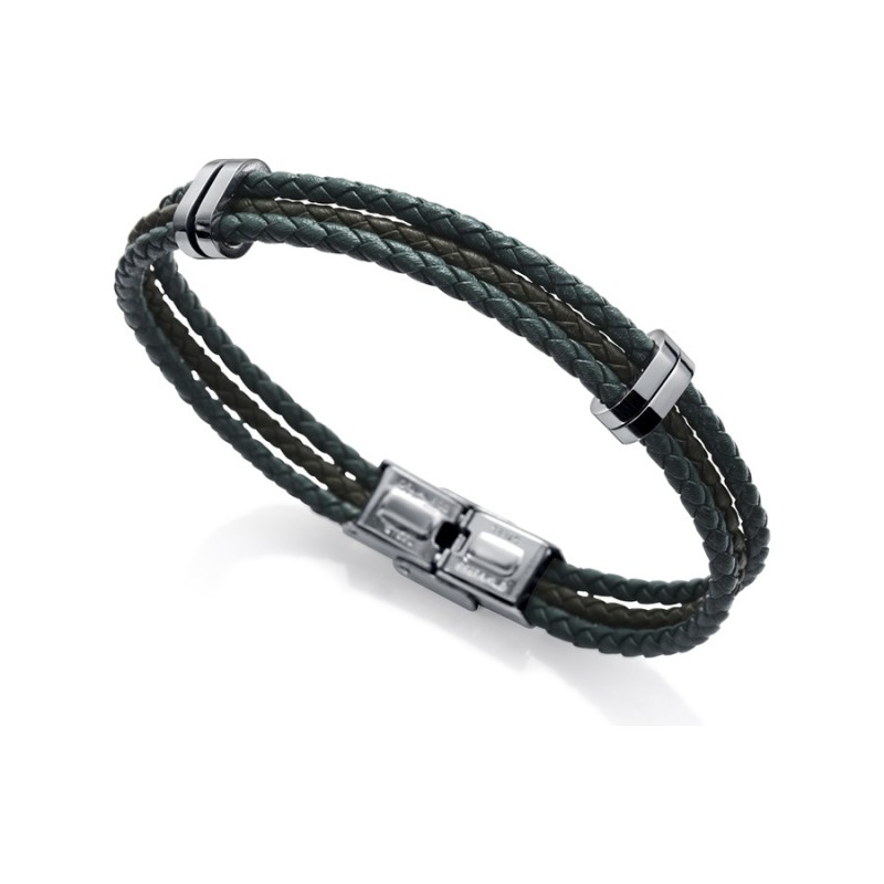 Pulsera Viceroy 1325P01016 Magnum Hombre acero y piel verde tonos