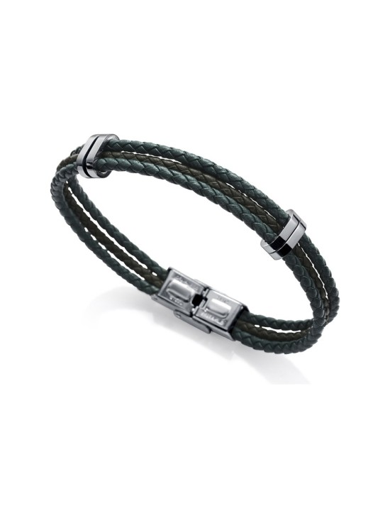 Viceroy Magnum Men's Bracelet 1325P01016 Steel & Green Leather