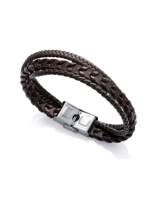 Pulsera Viceroy Magnum 1334P01011 Hombre Acero y Piel Marrón