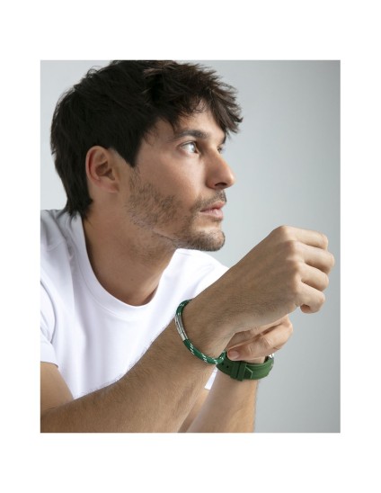 Men's Sr Fashion 14301P01016 Green Nylon & Steel Bracelet