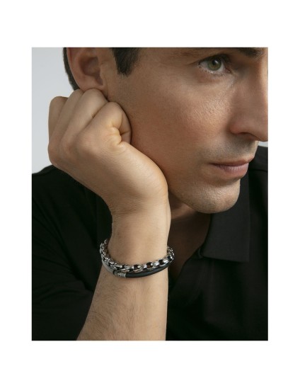 Pulsera Sr Fashion 14303P01010 Acero y Silicona Negra Hombre