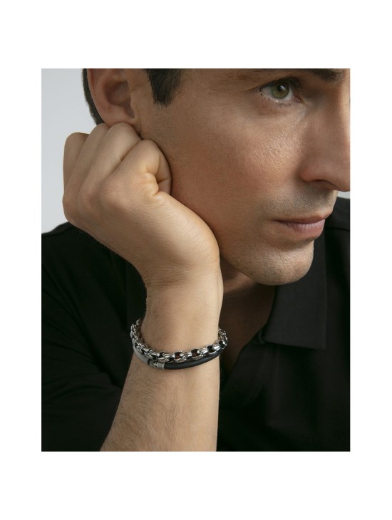 Pulseira Sr Fashion 14303P01010 Homem em Aço e Silicone Preto