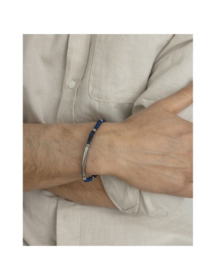 Pulseira Sr Fashion 14308P01013 Homem em aço com pedras lapis-lazúl
