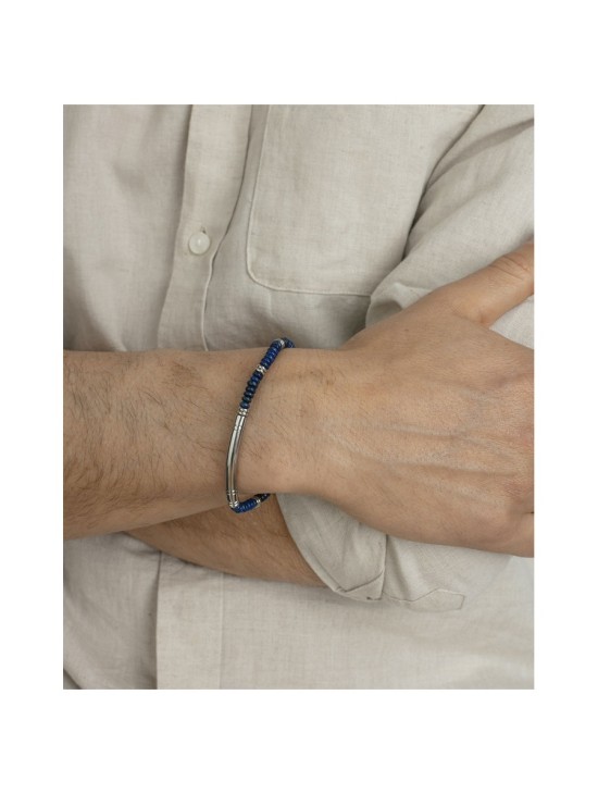Men's Sr Fashion 14308P01013 Bracelet Steel & Lapis Lazuli Stones