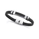 Pulsera Sr Fashion 14310P01010 Hombre Acero con Piel y Silicona Negra