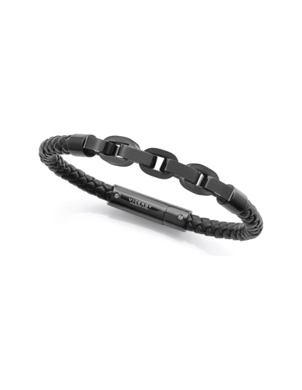 Pulseira Viceroy Fashion 14311P01010 Homem Aço IP Cinza e Pele Pret