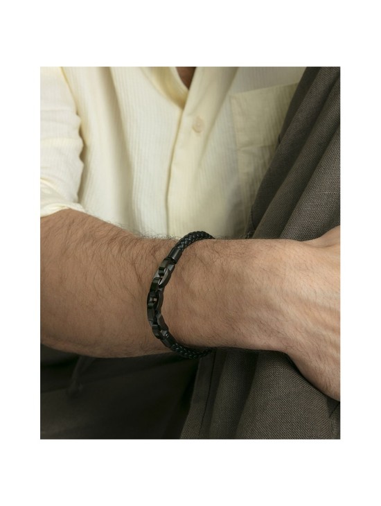 Viceroy Fashion Men's Bracelet 14311P01010 Gray Steel & Black Leath