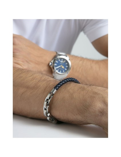 Pulseira Viceroy Fashion 14311P01013 Homem Aço e Pele Azul