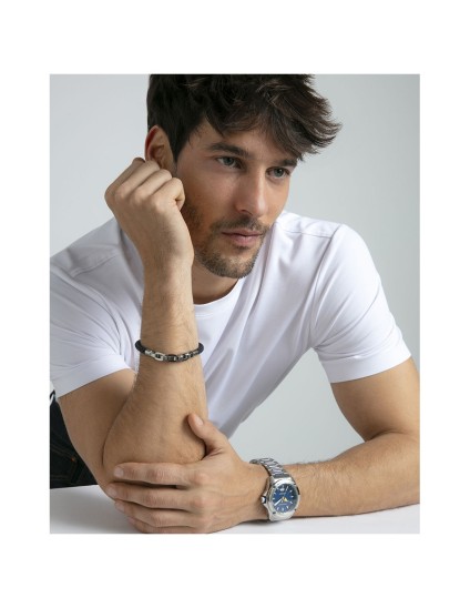 Pulsera Viceroy Fashion 14311P01013 Hombre Acero y Piel Azul