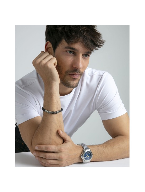 Pulsera Viceroy Fashion 14311P01013 Hombre Acero y Piel Azul