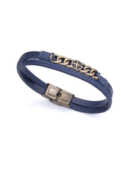 Pulsera Viceroy Magnum 1483P01013 Hombre Acero IP marrón con cuero azul