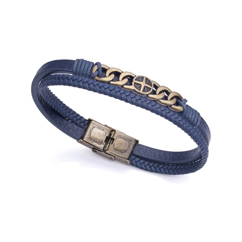 Viceroy Magnum 1483P01013 Men's Brown IP Steel & Blue Leather Brace