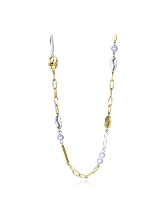Colar FN 75372C01019 Mulher Aço IP Dourado com Pérolas Bicolor