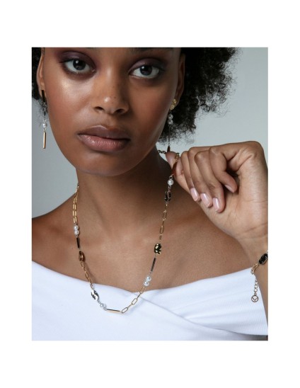 Women's FN 75372C01019 Gold IP Steel Necklace with Bicolor Pearls