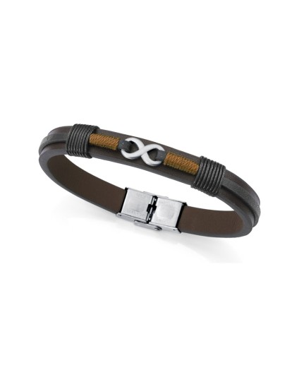 Pulseira Viceroy 75380P01011 Homem Aço e Pele Castanha e Preta