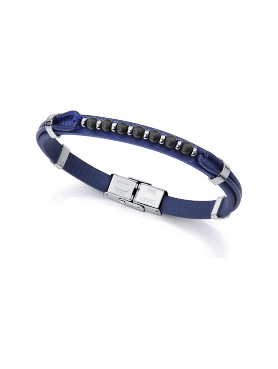 Pulseira Viceroy Fashion 15169P01013 Homem Aço e Pele Azul