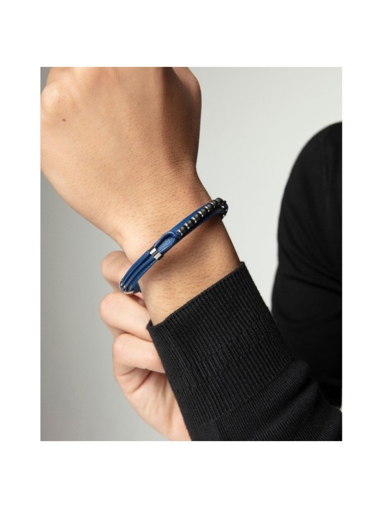 Pulseira Viceroy Fashion 15169P01013 Homem Aço e Pele Azul