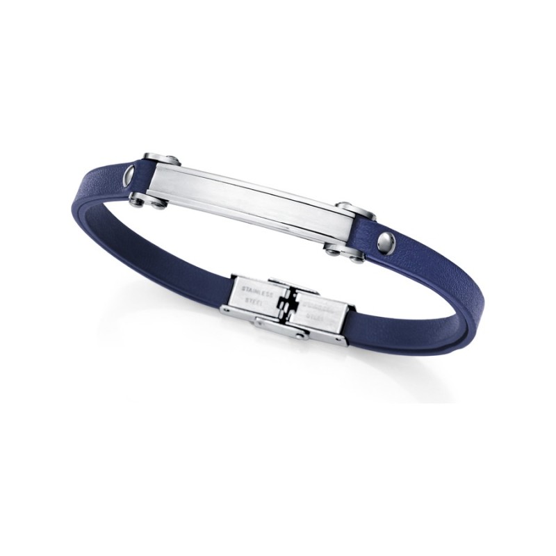 Pulsera Magnum 75379P01013 Hombre Acero con piel azul