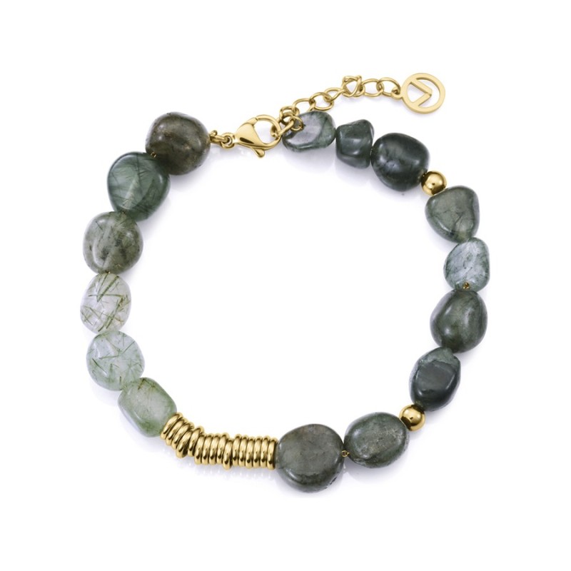 Pulsera Señora Fn 15156P09016 Mujer Acero IP dorado y jaspe verde