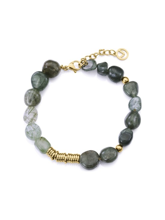 Pulsera Señora Fn 15156P09016 Mujer Acero IP dorado y jaspe verde