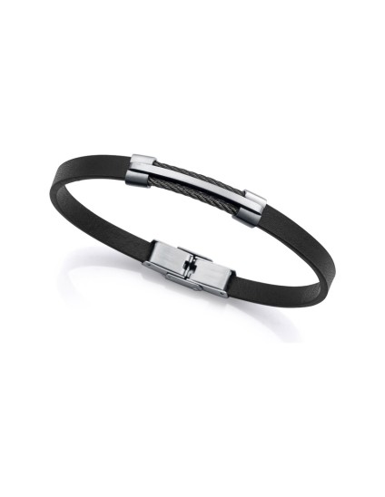 Viceroy Men's Bracelet 75402P01010 Black Steel & Leather