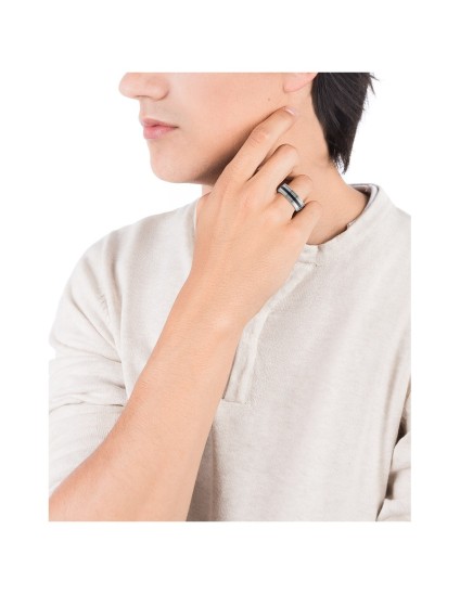 Anillo Viceroy 75294A01810 Hombre Acero IP negro giratorio brillo