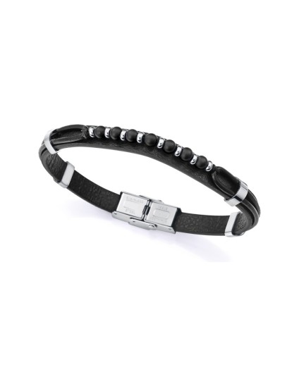 Viceroy Fashion Men's Bracelet 15169P01010 Steel & Black Leather