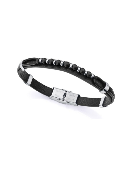 Viceroy Fashion Men's Bracelet 15169P01010 Steel & Black Leather