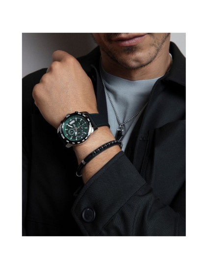 Pulsera Viceroy Fashion 15169P01010 Hombre Acero y piel negra