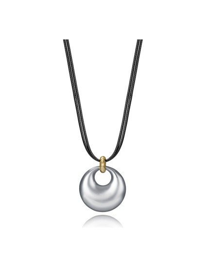 Viceroy 15175C01000 Women's Gold IP Steel & Black Leather Necklace