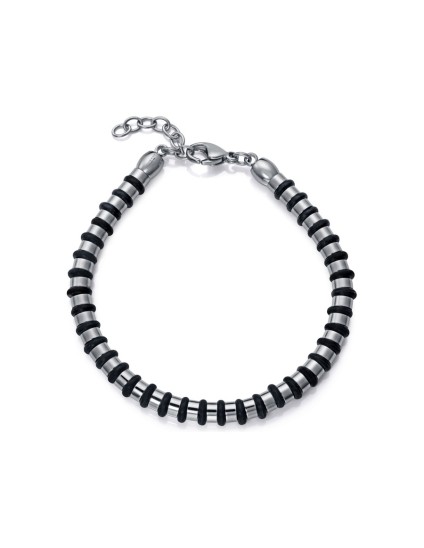 Pulseira Sr Fashion 15184P01010 Homem Aço com Silicone Preto