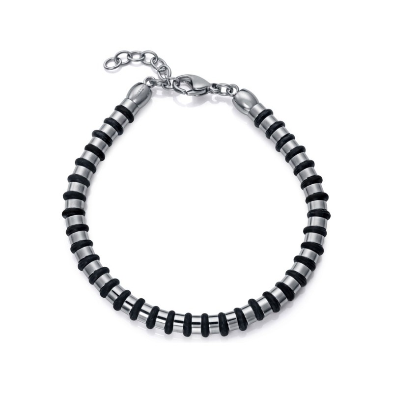 Pulseira Sr Fashion 15184P01010 Homem Aço com Silicone Preto