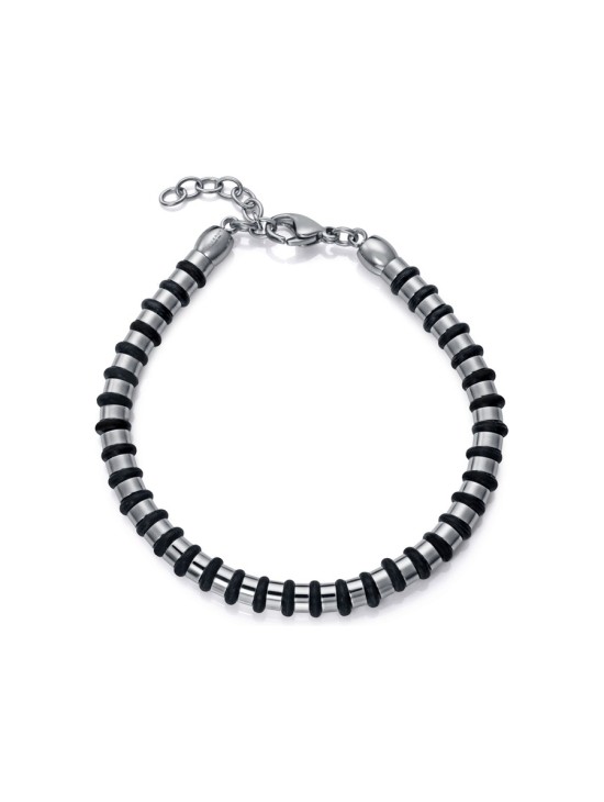 Pulsera Sr Fashion 15184P01010 Hombre Acero con silicona negra