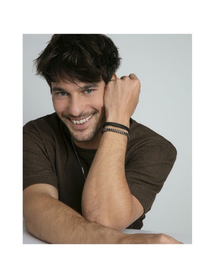 Pulsera Sr Fashion 15184P01010 Hombre Acero con silicona negra