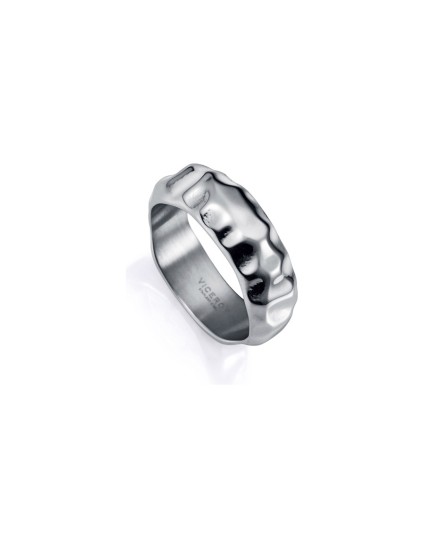 Viceroy 15164A02600 Men's Hammered Steel Ring with Shine