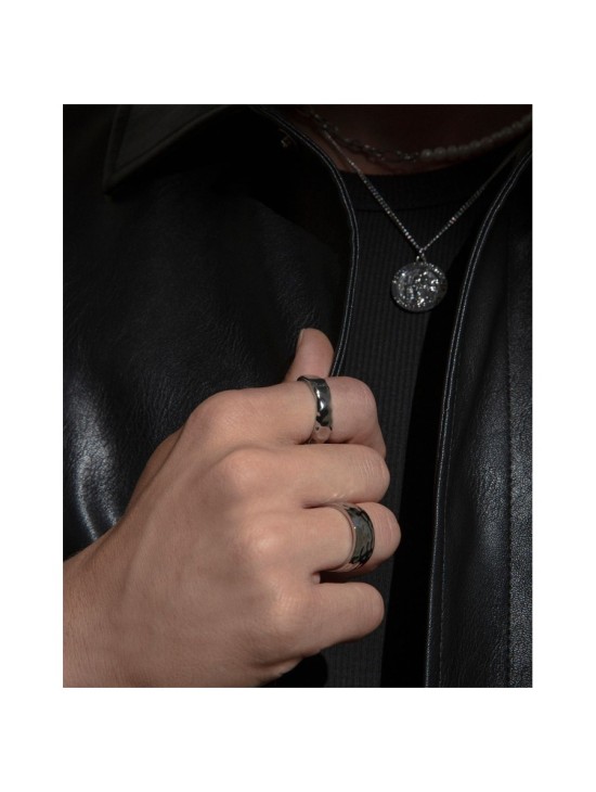 Viceroy 15164A02600 Men's Hammered Steel Ring with Shine